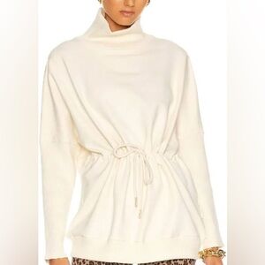 Varley White Turtleneck Pullover with Drawstring